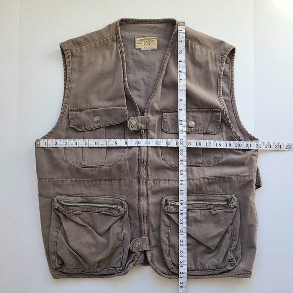 Vintage Men's Fishing Vest S Khaki Canvas Outdoor Made in USA New River Co - Picture 4 of 10